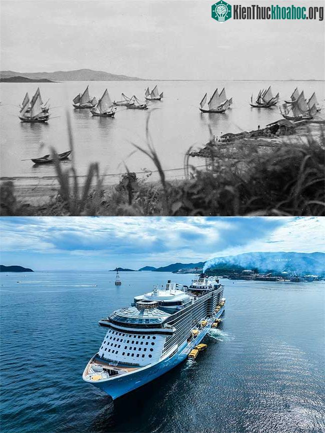 Thuyền chài tại vịnh Nha Trang vào năm 1920-1929.