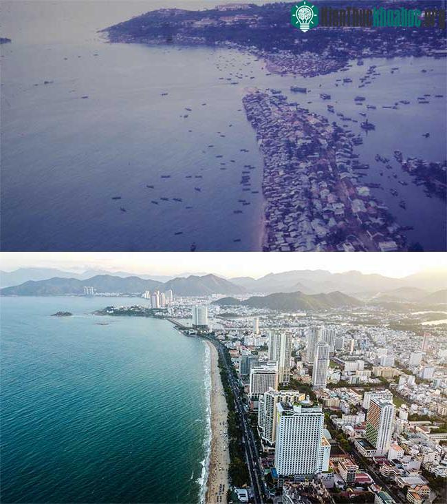 Xóm Cồn những năm 1968, khu vực ven biển Nha Trang, nay là đường Trần Phú.