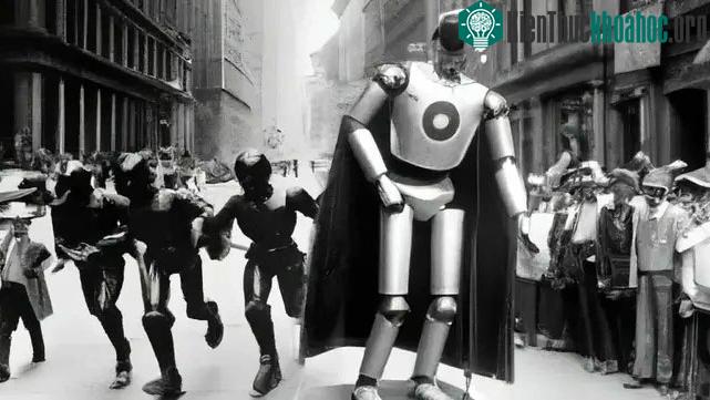 Bức ảnh do AI tạo ra về sự tồn tại của robot thời kỳ đầu.