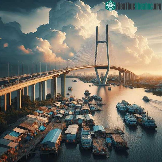 Khung cảnh nhộn nhịp của Chợ Nổi Cái Răng bên dưới cầu Cần Thơ