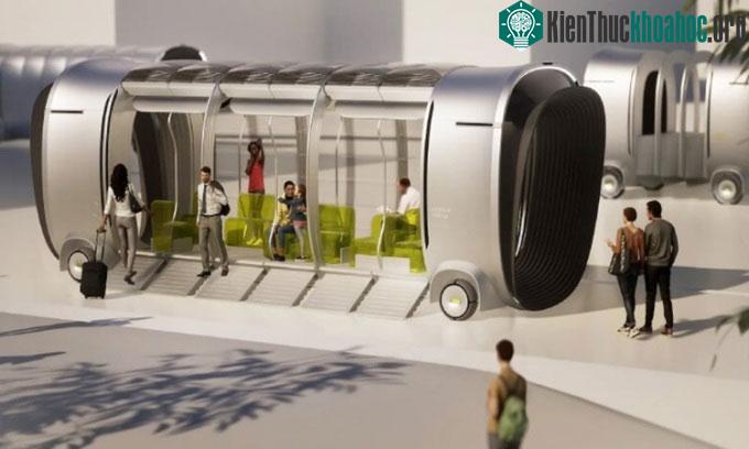 Mô phỏng xe tự lái hình bong bóng chạy trên đường.