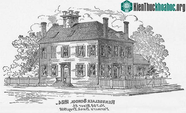 Tranh vẽ ngôi trường Rensselaer, nơi bà từng theo học, năm 1824.