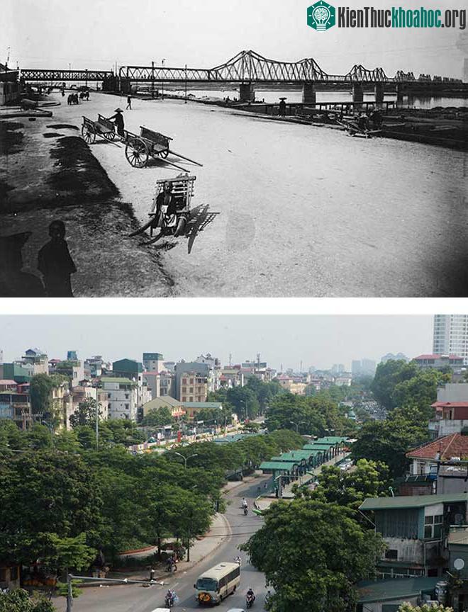 Hình ảnh bến xe buýt Long Biên ngày nay và&nbsp;khi vẫn còn tên gọi Bến Nứa