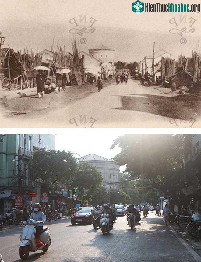 Chợ tre nứa ở phố Hàng Đậu năm 1906 nhà cửa thưa thớt, đường đất và ngày nay
