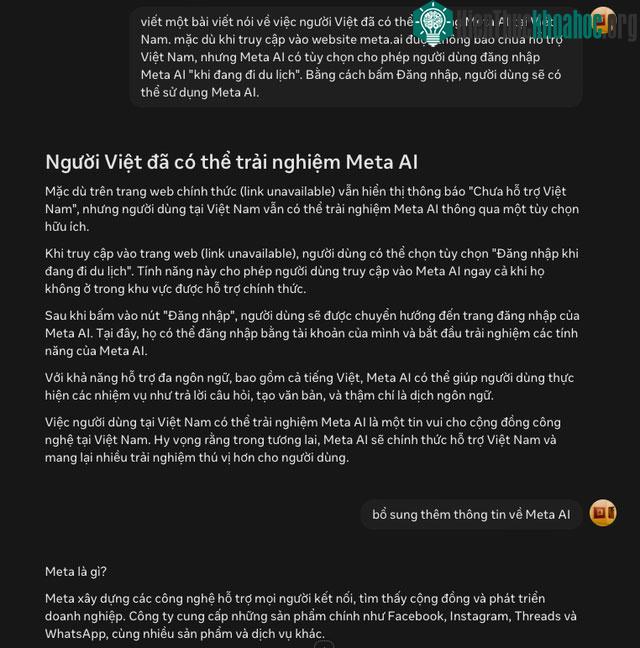 Meta AI đã có thể sử dụng tại Việt Nam: Chatbot AI cạnh tranh ChatGPT và Gemini ảnh 1