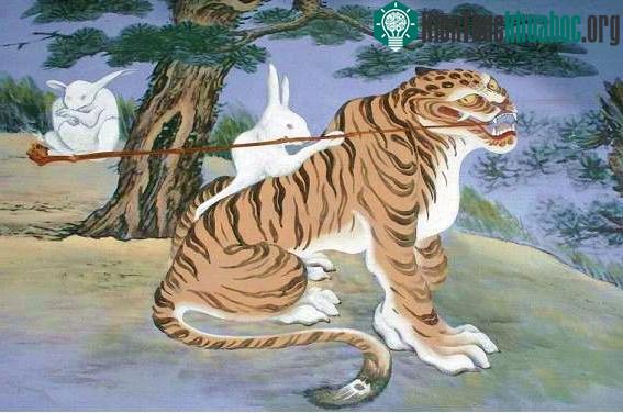Tranh hổ ngậm tẩu thuốc trong văn hóa Hàn.