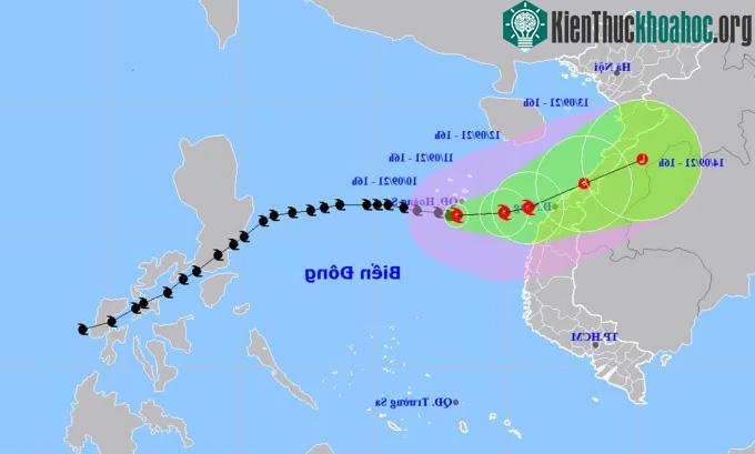 Đường di chuyển của một cơn bão tháng 9/2021.