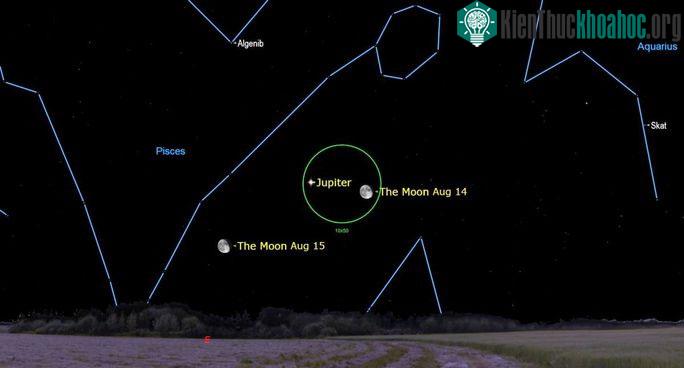 Cách xác định sao Thổ (Saturn) dựa trên vị trí của Mặt trăng vào ngày 14 và 15-8