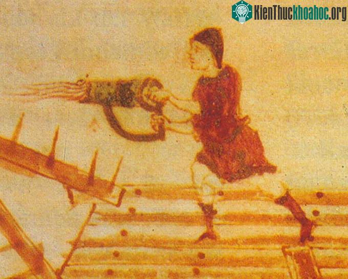 Mô phỏng phiên bản súng phun lửa Hy lạp cầm tay.