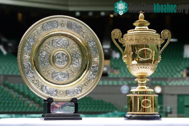 Cúp Wimbledon dành cho người chiến thắng là nữ (bên phải) và nam (bên trái).