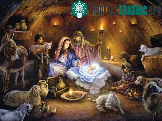 Chúa Jesus sinh ra trong hang đá.