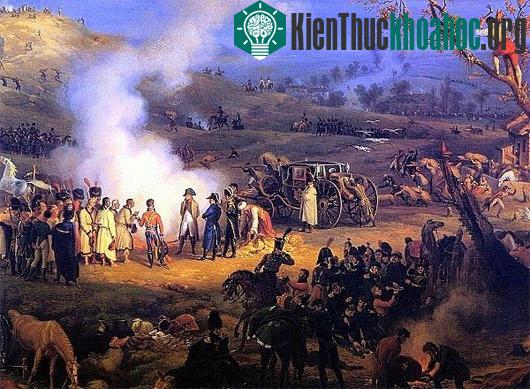 Napoleon và các thống chế của mình đang bàn luận chiến thuật đánh địch