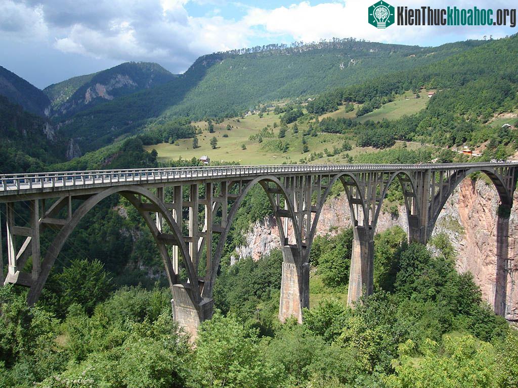 Cầu Đurđevića Tara bắc qua sông Tara gần thị trấn Žabljak, Montenegro.