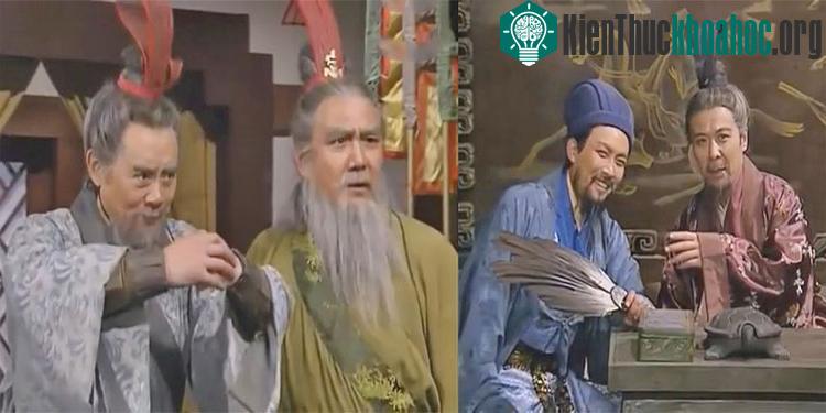 2 lão tướng đang thể hiện tài nghệ trước mặt Quân sư Khổng Minh và Chúa công Lưu Bị.