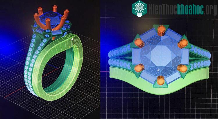 Hình ảnh của sản phẩm trang sức được dựng bằng phần mềm 3D trên máy tính trước khi chế tác ngoài đời.