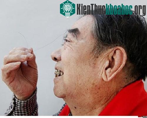 Ông Zheng Shusen và sợi lông mày dài bất thường.