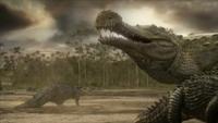 Sarcosuchus, họ hàng xa của cá sấu sống cách đây 112 triệu năm. Nom mô phỏng mà cứ tưởng rằng đây là loài sinh vật ngoài vũ trụ xa xôi nào.