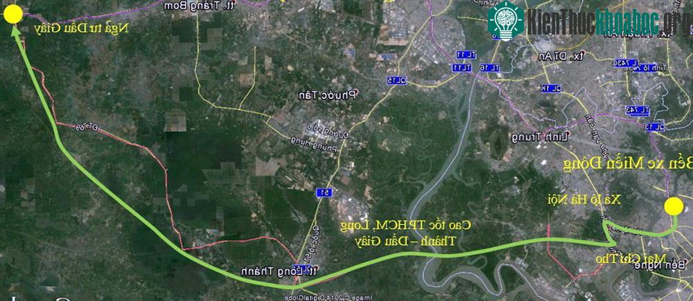 Lộ trình 3: Bến xe Miền Đông - Xa lộ Hà Nội - Cao tốc TP HCM - Long Thành - Dầu Giây - Ngã tư Dầu Giây.