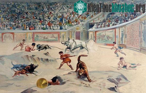 Con người và thú đấu tranh sinh tồn.