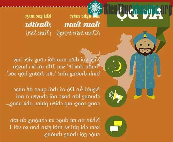 Người Ấn Độ có thói quen để nhạc chuông lớn hoặc nói chuyện ở nơi công cộng như: rạp chiếu phim, nhà hàng...