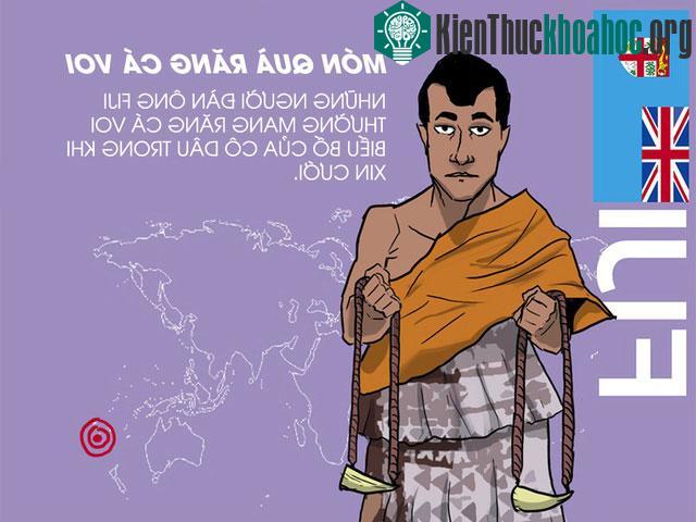 Những người đàn ông ở FIJI mang răng cá voi biếu bố vợ khi xin cưới.