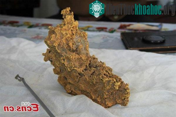 Quặng vàng nặng gần 8kg, có hình dạng giống bản đồ Trung Quốc. (Ảnh: China News Service)