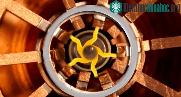 Các hốc trên cực a nốt hình tròn tạo ra vi sóng khi bị dòng electron quét qua