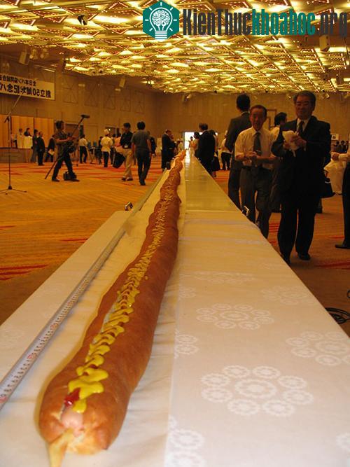Hot dog dài nhất thế giới do hãng thực phẩm Nhật Bản Shizuoka làm ra vào năm 2006.​