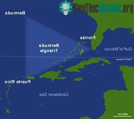 Bản đồ cho thấy vị trí tam giác Bermuda