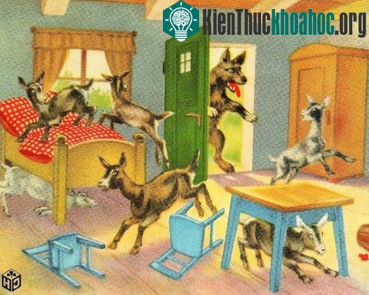 Hình ảnh mô tả lại câu chuyện "Đàn dê con và chó sói"