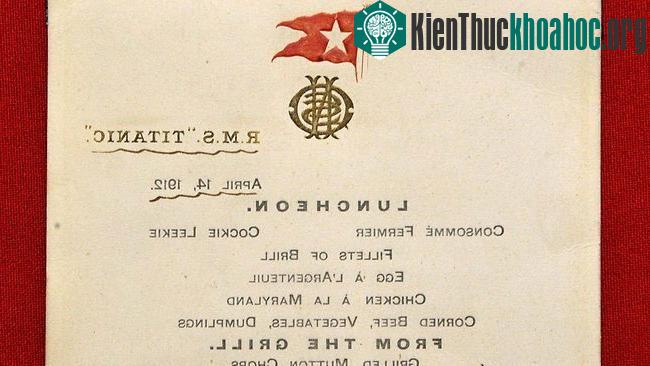 Bản thực đơn cuối cùng của tàu Titanic có giá bán 117.000 USD