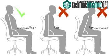 3 tư thế ngồi khác nhau. Tư thế ngồi sau cùng, ngả ít nhất 135 độ là thích hợp nhất