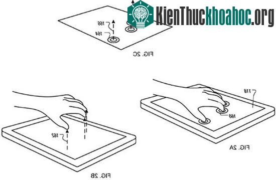 Hình ảnh mô tả khả năng tương tác với một đối tượng từ 2D thành 3D trên màn hình cảm ứng - (Ảnh: USPTO/Apple)
