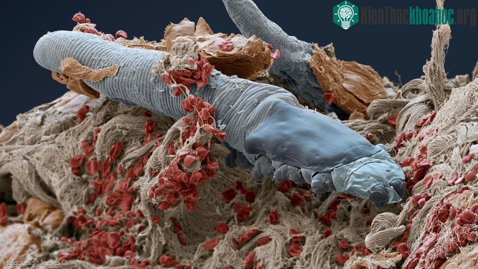 Ảnh rận Demodex folliculorum đang bò trên da người