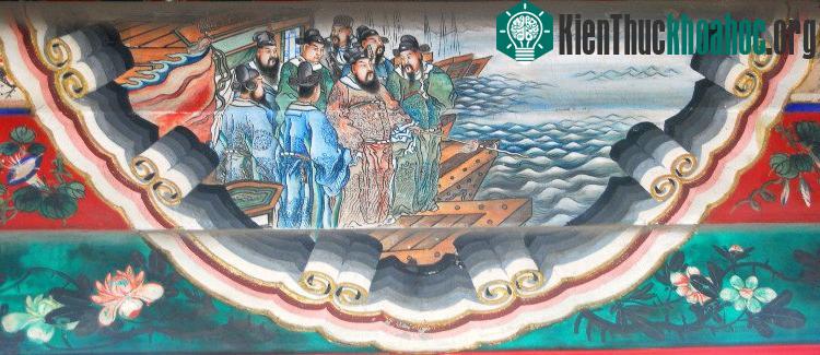 Tranh vẽ Tào Tháo ngâm thơ trước đại chiến Xích Bích. (Ảnh: Wikipedia).