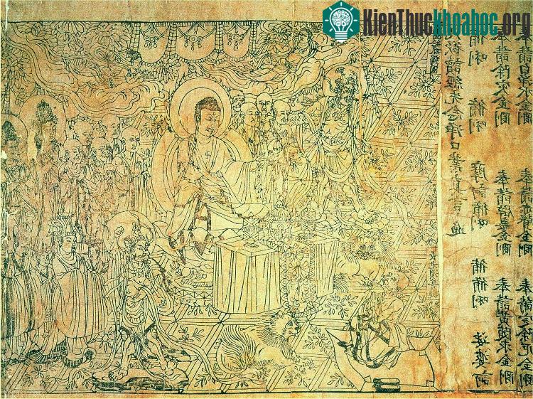 Hình vẽ trên trang đầu tiên của Kinh Kim Cương. (Ảnh: Wikipedia).