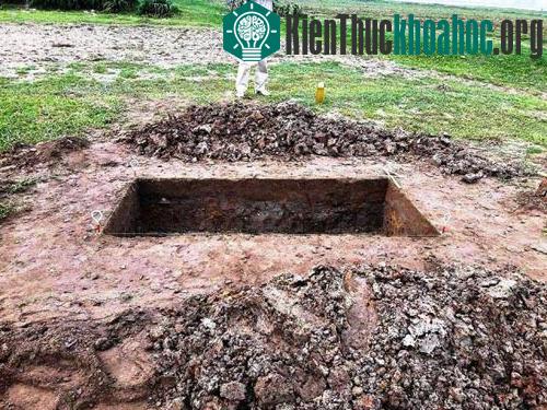 Quá trình này đã phát lộ các mảnh gốm, sành, sứ cổ ở mặt trên các hố khai quật.