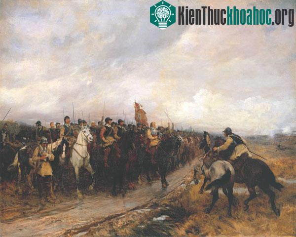 Một bức tranh miêu tả trận chiến Dunbar do Andrew Carrick Gow vẽ vào năm 1886. (Ảnh: Wikimedia Commons).