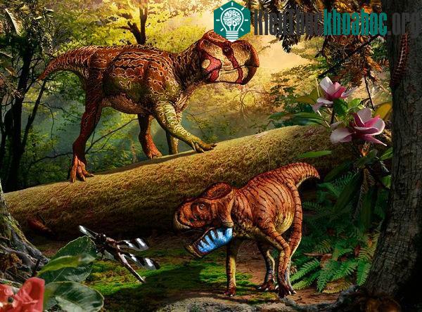 Hình ảnh phác họa hai loài khủng long mới là Unescoceratops koppelhusae (trên) và Gryphoceratops morrisoni tại Canada. (Ảnh: Nationalgeographic)
