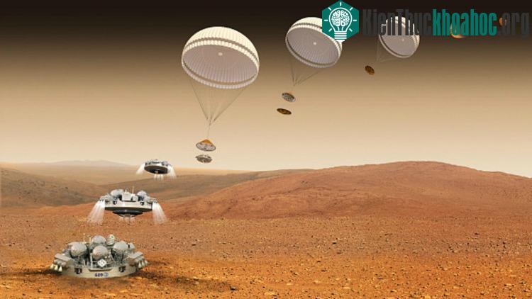 Mô phỏng quá trình đổ bộ của robot Schiaparelli. (Ảnh: ESA).