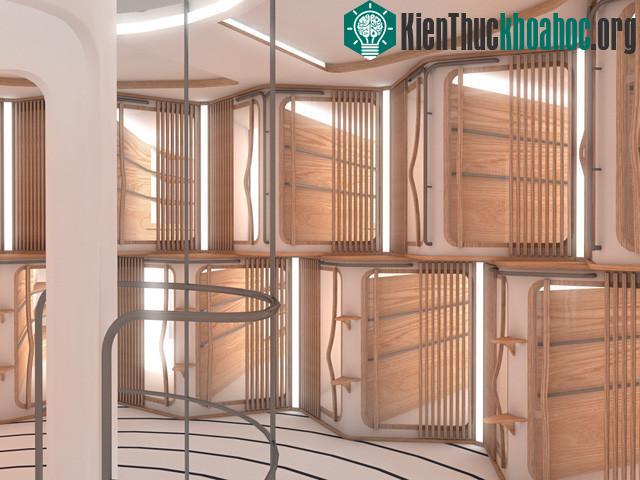 Thiết kế giống như những bông hoa chính là kết quả của việc sắp xếp những cánh cửa của buồng con nhộng nhằm tối ưu hóa diện tích phòng.