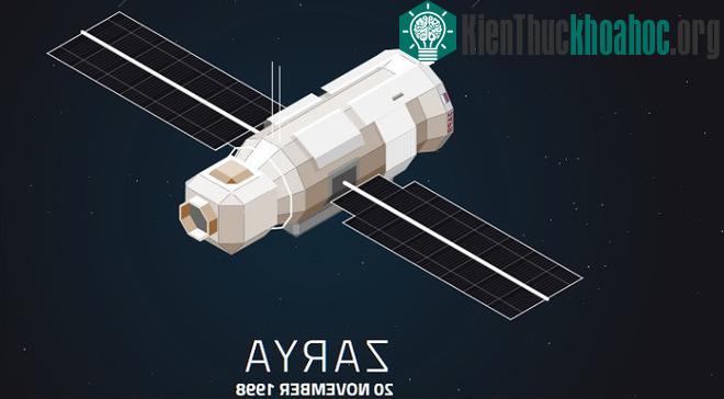 Khối công trình đầu tiên được gửi lên vũ trụ có chiều dài 12,6 mét, đường kính 4,1 mét, khối lượng 19.323kg.