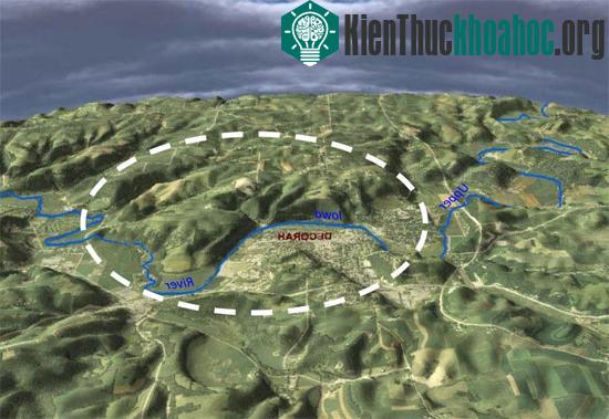 Hố va chạm khổng lồ bên dưới thị trấn Decorah - (Ảnh: Cơ quan Khảo sát địa chất Mỹ)