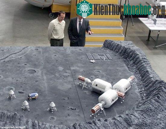 Mô hình căn cứ trên Mặt trăng của Bigelow Aerospace.
