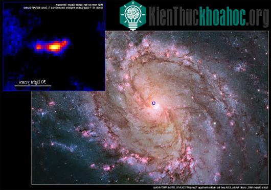 MQ1 nằm ở vị trí chấm xanh dương tại giữa thiên hà M83 - (Ảnh: NASA)