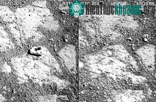 Hòn đá xuất hiện trong bức ảnh mà Opportunity chụp vào ngày 8/1. (Ảnh: NASA)