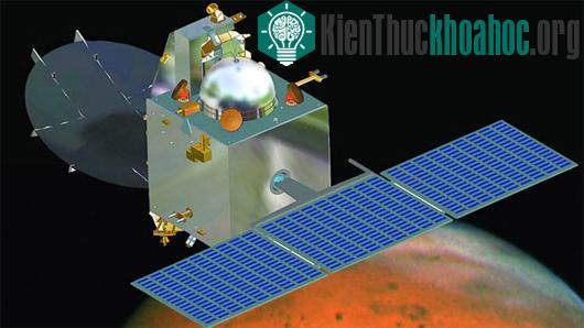 Ảnh minh họa chuyến tàu bay thăm dò không người lái MAVEN của Nasa lên sao Hỏa với mục đích nghiên cứu khí quyển và nước trên sao Hỏa. (Ảnh: Space)
