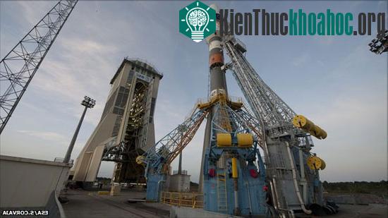 Tên lửa đẩy Soyuz trong sân bay vũ trụ tại Guiana, lãnh thổ hải ngoại của Pháp tại Nam Mỹ, vào ngày 20/10.