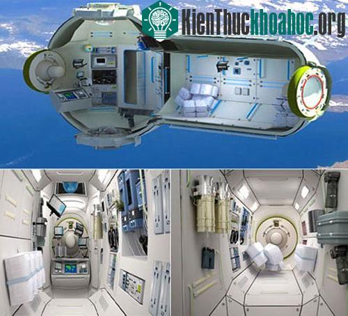 Những hình ảnh minh họa khách sạn không gian đầu tiên do Nga xây dựng. (Đồ họa: Orbital Technologies)