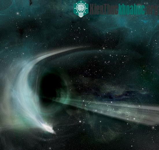 Plasma bắn ra khỏi lỗ đen sau khi nó nuốt chửng một ngôi sao. Cảnh tượng ngoạn mục này diễn ra cách Trái đất 4 tỷ năm ánh sáng. (Ảnh: Getty Images)